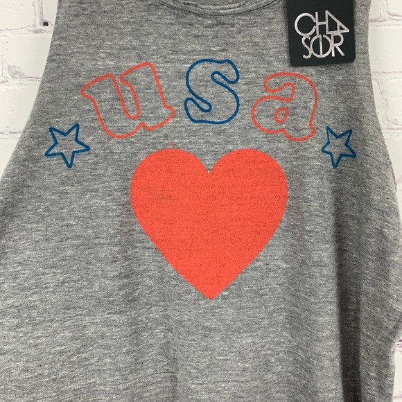 Chaser NWT Gray USA Shirttail Tank Medium - Picture 4 of 12
